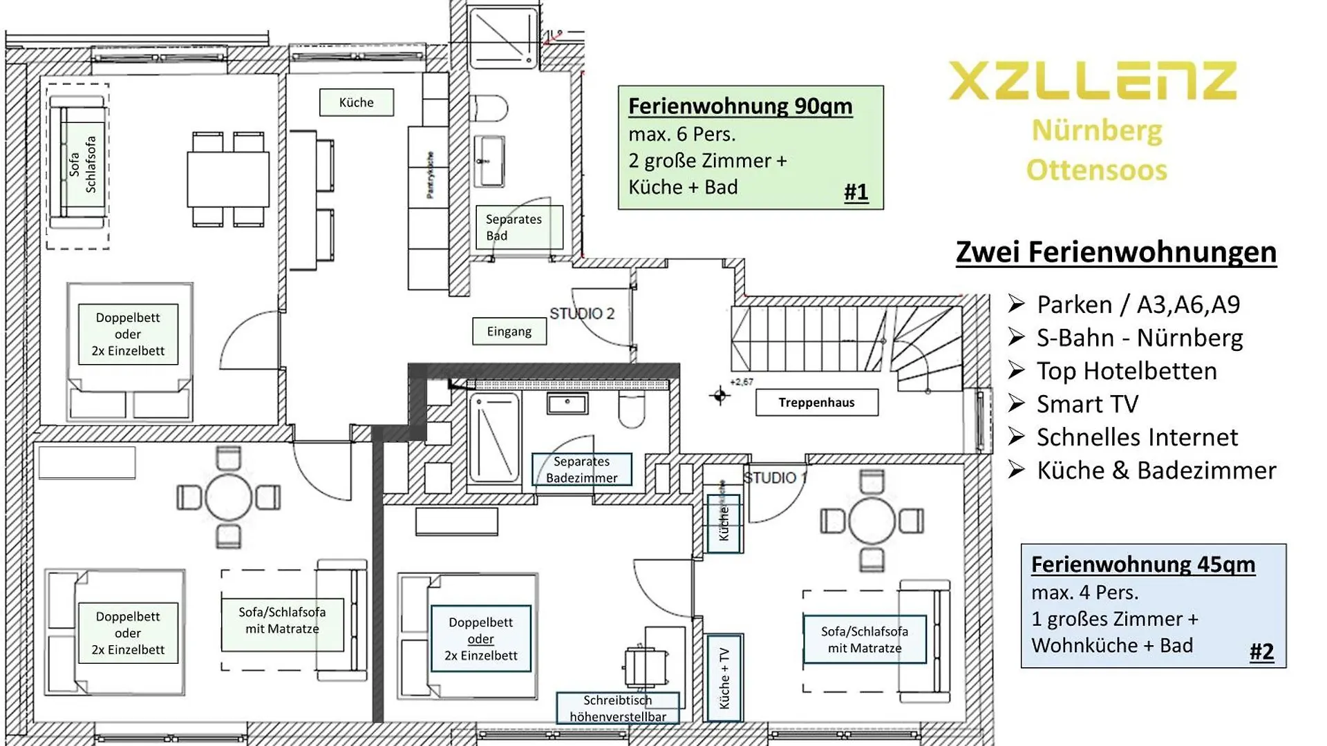 Xzllenz Kueche Bad S-Bahn Parken Smart-Tv Wellbeing Apartment Neunkirchen am Sand